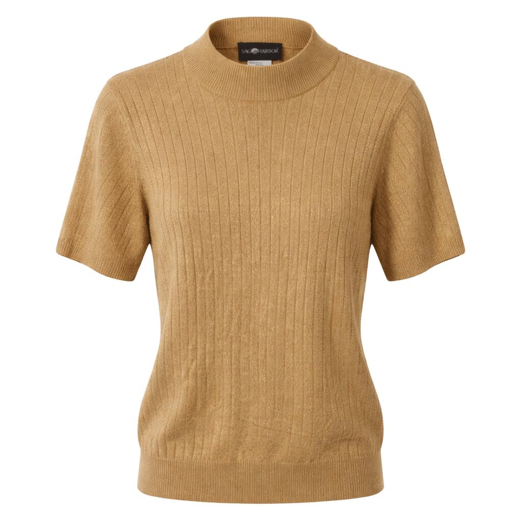 Sag Harbor Womens Sz Small Sparkle Shimmer Gold Blouse